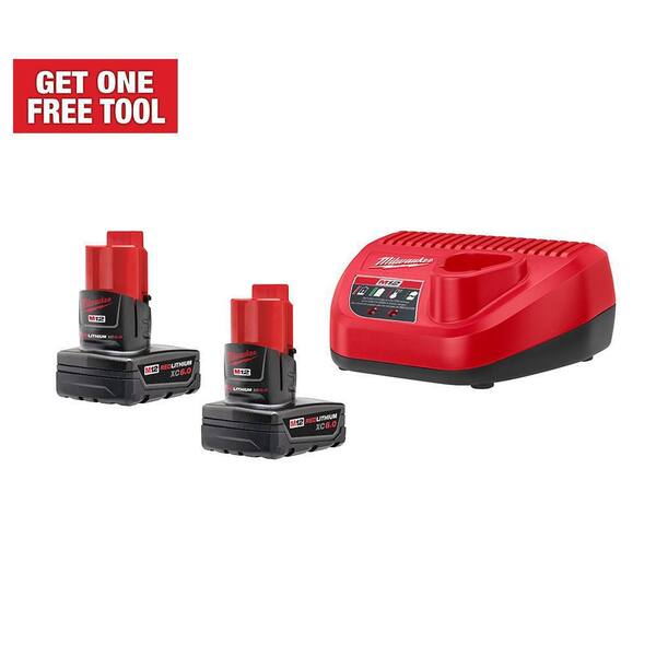Milwaukee M12 12-Volt Lithium-Ion Starter Kit with Two 6.0 Ah Battery Packs and Charger