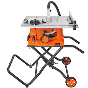 Table Saw with Stand 10 in. Electric Cutting Machine 5000RPM 25-in Rip Capacity