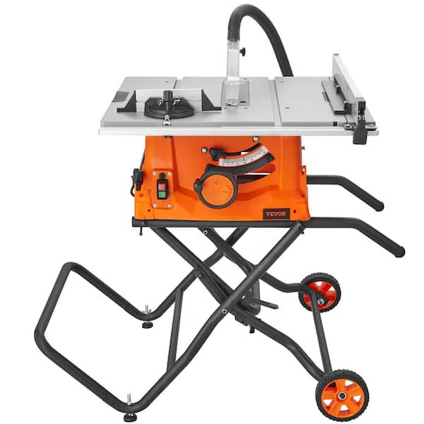 VEVOR Table Saw with Stand 10 in. Electric Cutting Machine 5000RPM 25-in Rip Capacity