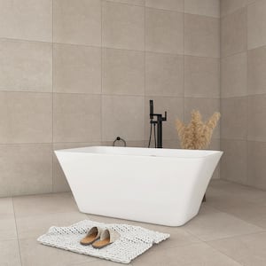 59 in. x 29 in. Freestanding Soaking Bathtub with Center Drain in White