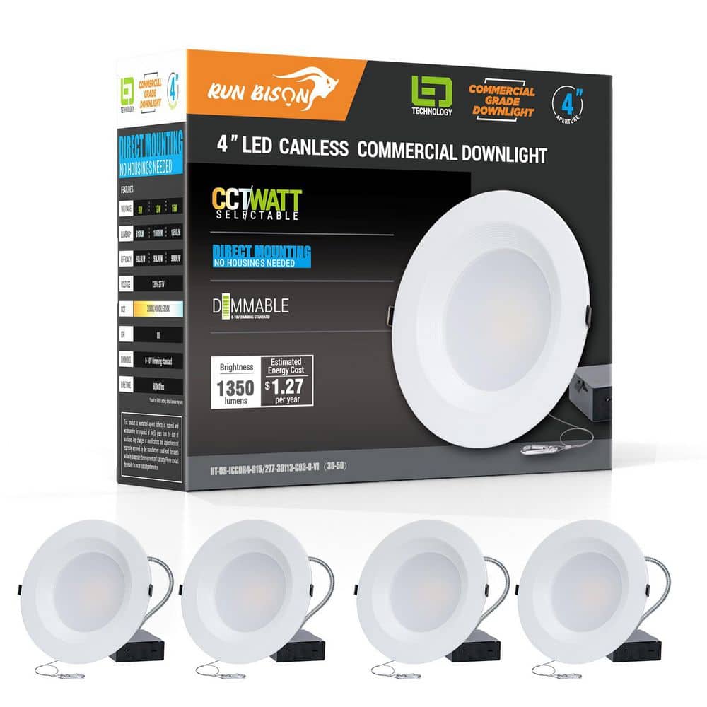 4 in. CCT and Wattage Selectable New Construction or Remodel IC Rated Integrated LED Commercial Downlight (4-Pack) price history on PriceWatchPro