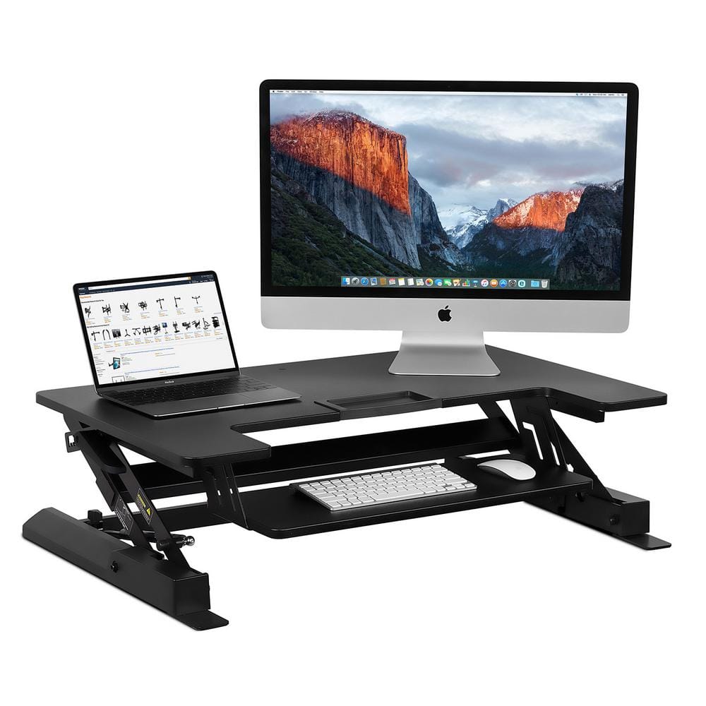 Black Adjustable Standing Desk Converter with Gas Lift