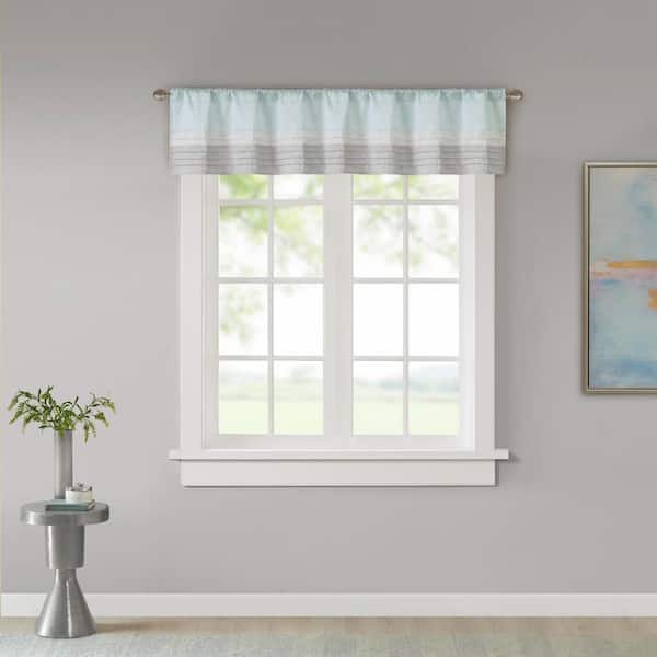 Madison Park Eastridge 18 in. L x 50 in. W. in Aqua Polyester Light Filtering Valance