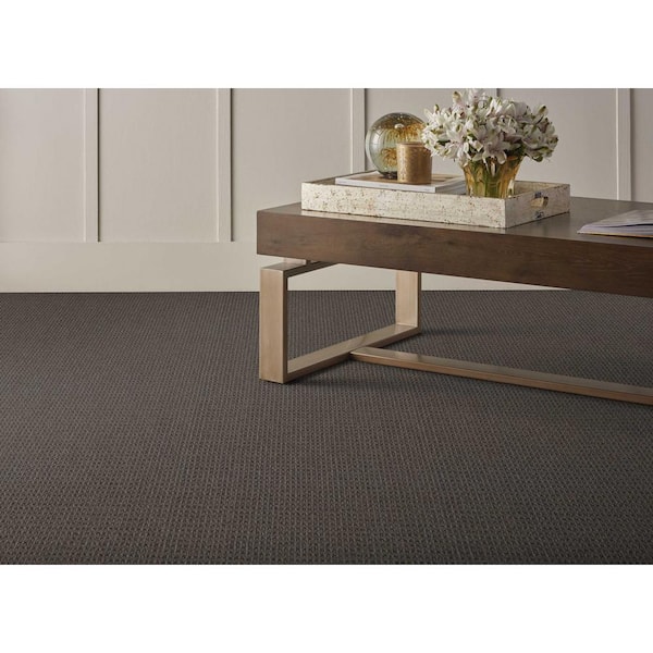 Shenadoah Coal Black 12 ft. 24 oz. Wool Loop Installed Carpet