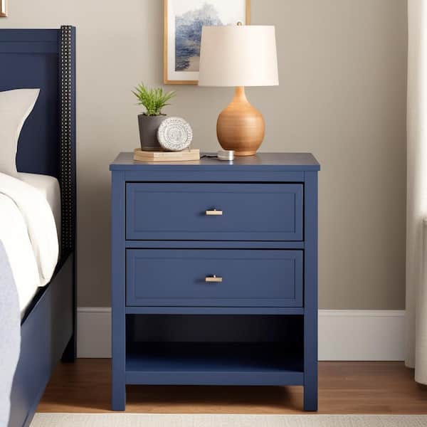 INSPIRE Q 23.62 in. x 17.71 in. x 27.95 in. Twilight Blue Modern 2-Drawer  Nightstand 40475TB-4