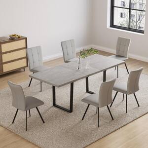 GOJANE 78.7 in. Rectangle Mid-Century Extendable Kitchen Table for ...