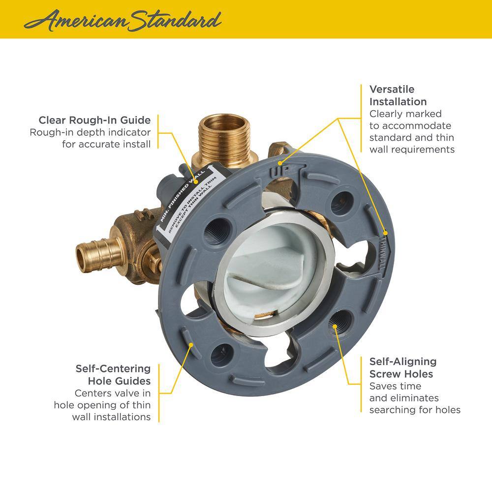 Flash Brass Shower Rough-In Valve with PEX Inlets