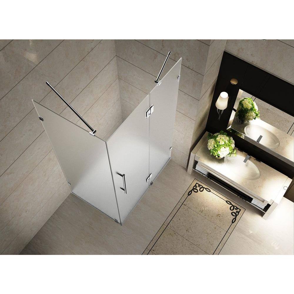 Avalux 34" x 34" Frosted Glass Frameless Shower Enclosure with Stainless Steel Hardware