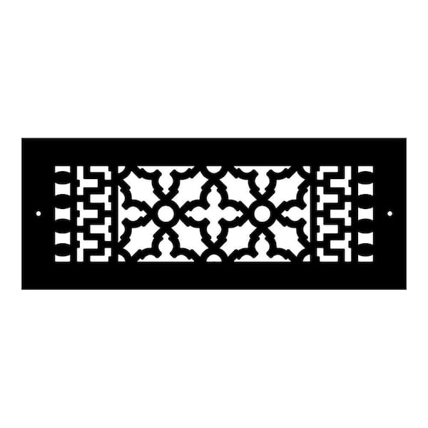 Scroll Series 4 in. x 12 in. Aluminum Grille, Black with Mounting Holes
