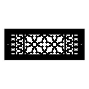Scroll Series 4 in. x 12 in. Cast Iron Grille Black with Mounting Holes
