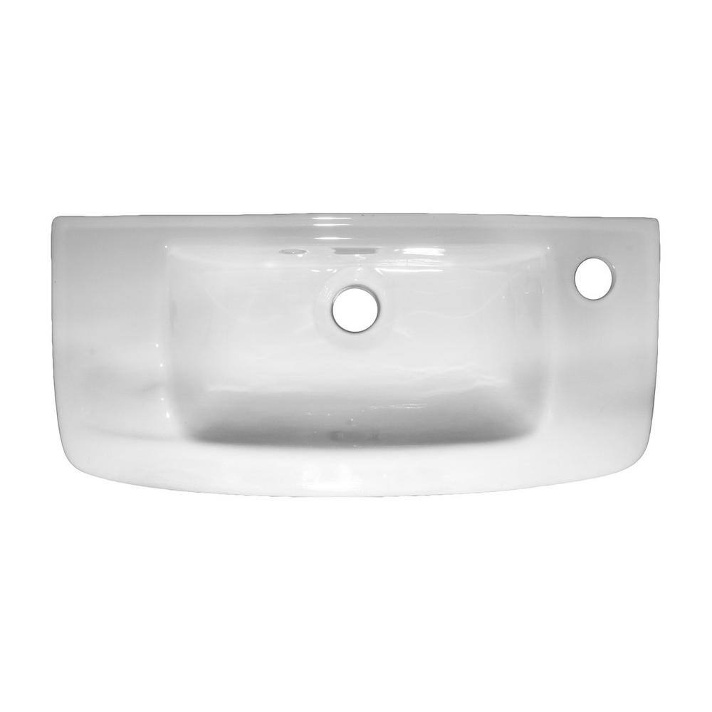 Edgewood White Ceramic Wall-Mount Vessel Sink with Chrome Faucet