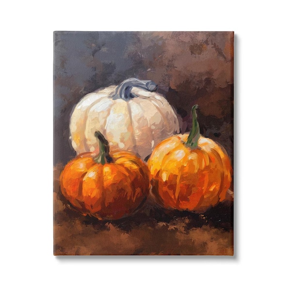 Stupell Industries Pumpkin Painting Still Life by Ziwei Li 1-Piece Unframed Graphic Print Food Poster Art Print 20 in. x 16 in.