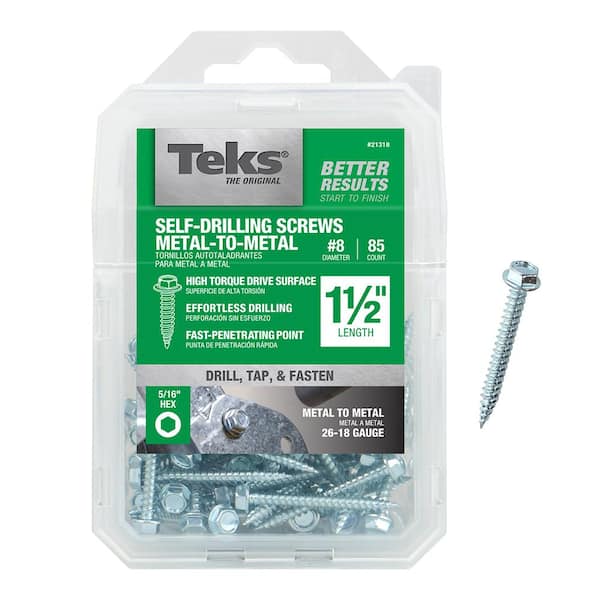 Teks #8-15 x 1-1/2 in. External Hex Washer Head Sharp Point Screw (85-Pack)