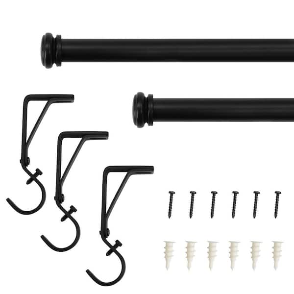 Home Decorators Collection 120 in. - 170 in. Adjustable Single Curtain Rod  1 in. Dia. in Matte Black with End Cap finials FOHJ07-120170MB - The Home  Depot