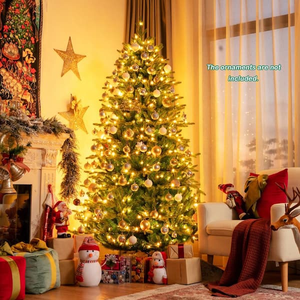 7 ft. Pre-Lit Artificial Christmas Tree Hinged Artificial Xmas Tree