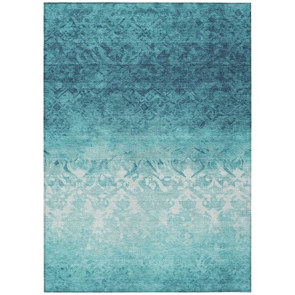 Chantille Machine Washable Indoor/Outdoor Abstract ACN1959 Teal 8 ft. x 10 ft. Area Rug