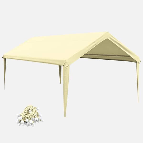 12 ft. x 20 ft. Outdoor Carport Replacement Cover, Heavy Duty Canopy with Ball Bungees (Frame Not Included) Light Yellow
