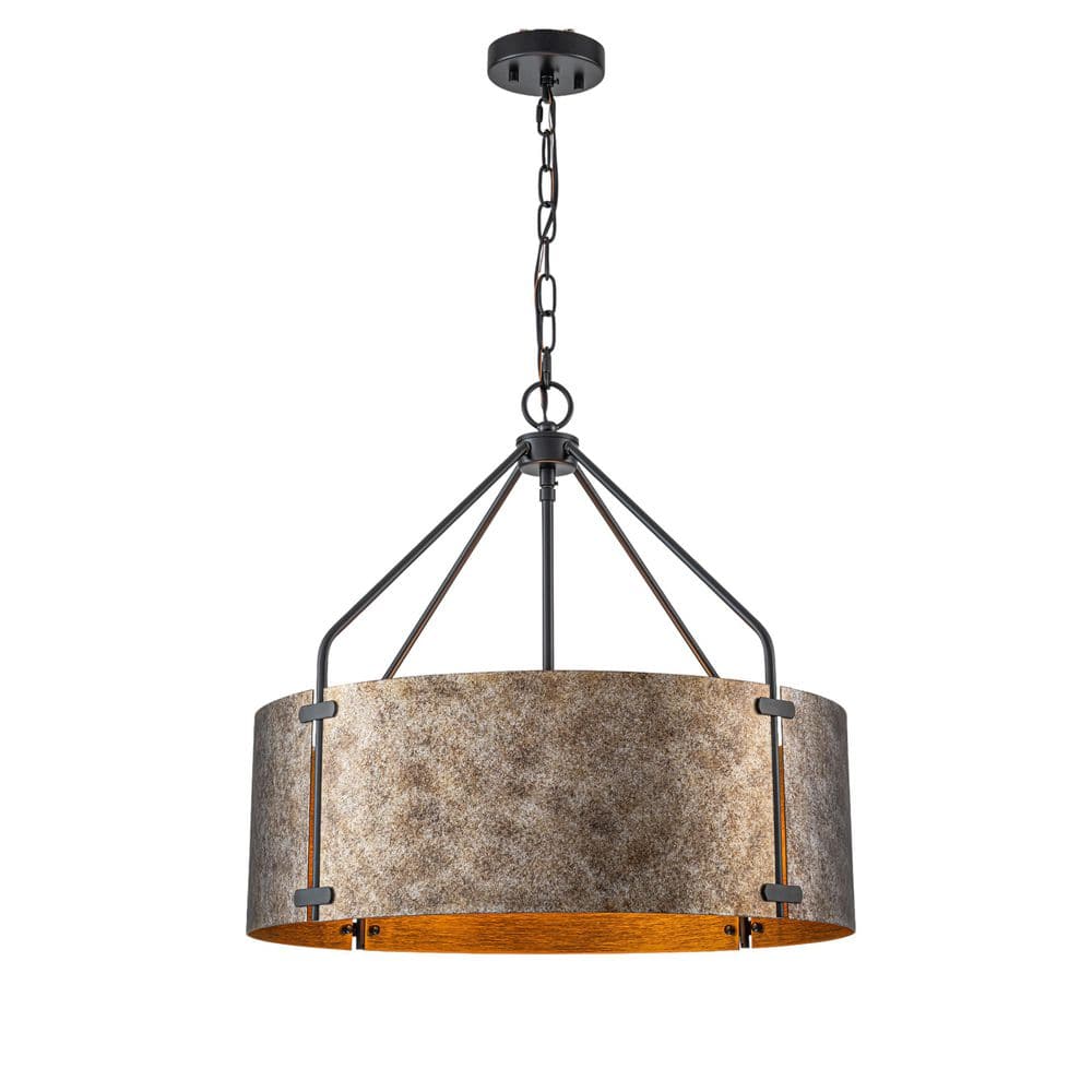 22.05 in. 4-Light Rustic Silver Farmhouse Drum Pendant Light price history on PriceWatchPro