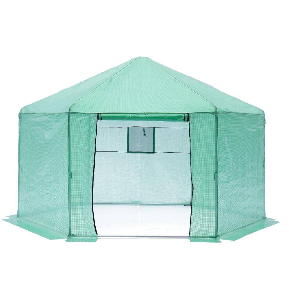 13.1 ft. x 8.6 ft. Hexagonal Upgraded Reinforced Frame Heavy-Duty ...