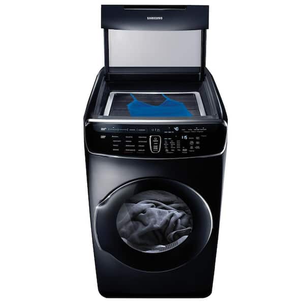 Samsung 7.5 Total cu. ft. Gas FlexDry Dryer with Steam in Black Stainless