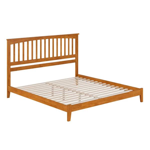 Mission Light Toffee Natural Bronze Solid Wood Frame King Low Profile Platform Bed