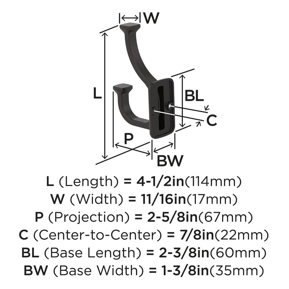 Oil Rubbed Bronze Double Prong Decorative Wall Hook
