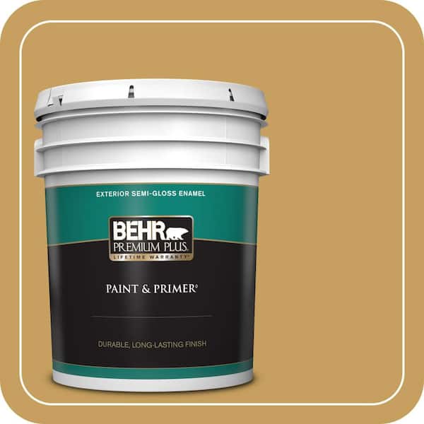 BEHR PREMIUM PLUS 5 gal. #M300-5 Ginger Jar Semi-Gloss Enamel Exterior Paint & Primer
