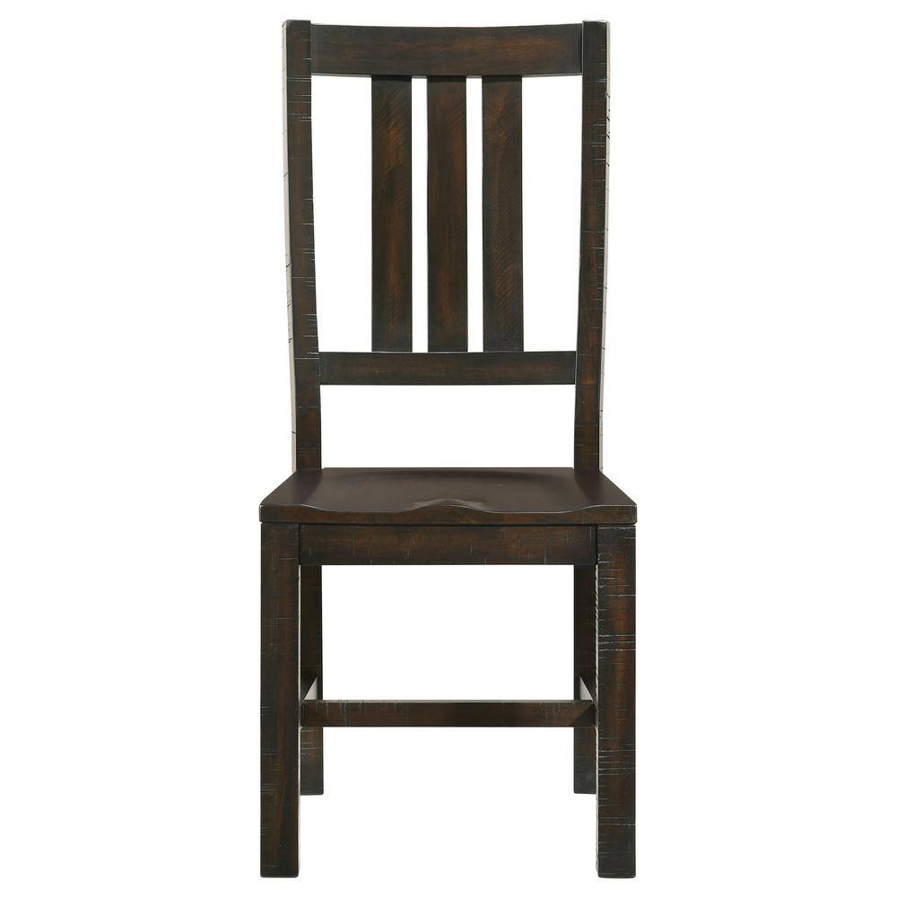 Transitional High Slat-Back Side Chair in Vintage Java, Set of 2