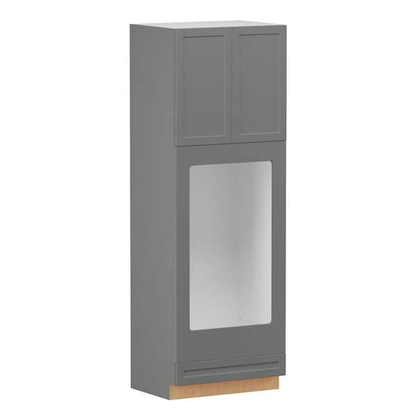 Designer Series Melvern 33 in. W x 24 in. D x 96 in. H Assembled Shaker Double Oven Kitchen Cabinet in Storm Gray