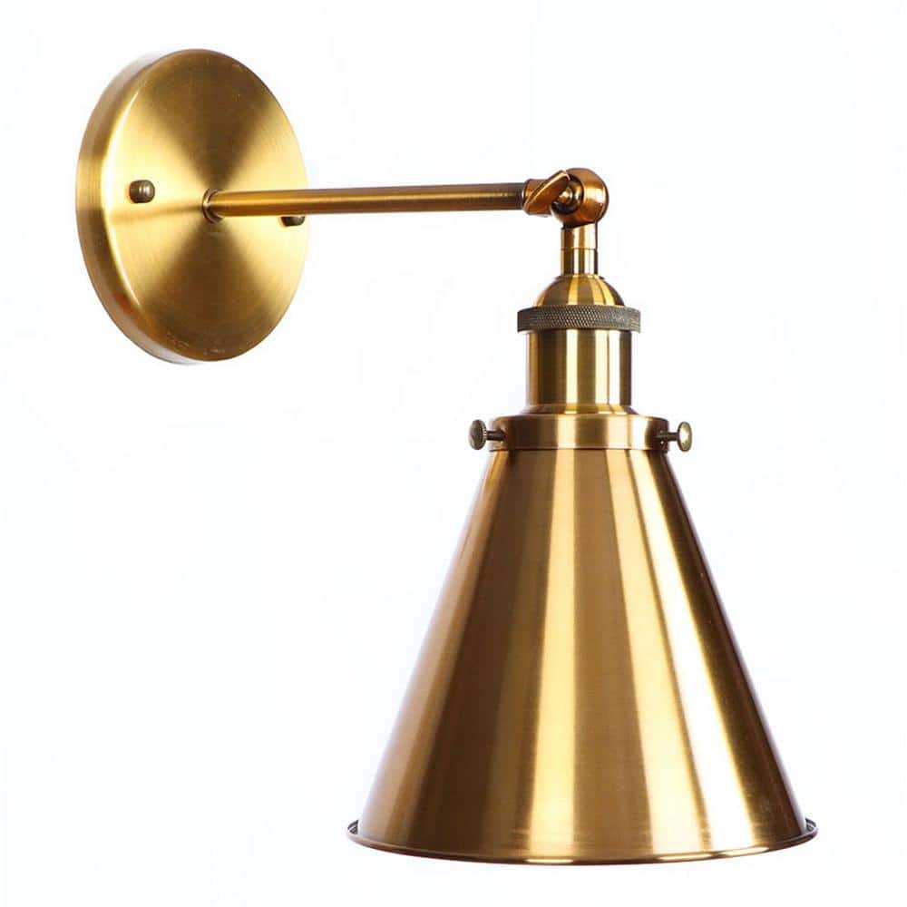 GLD 1-Light 5.31 in. Brass Sconce Vintage Industrial with Swing Arm