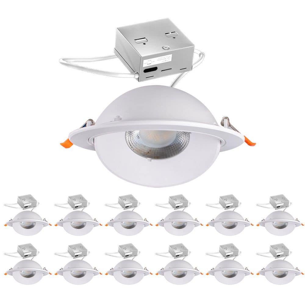 4 in. Canless White Round Gimbal Integrated LED Recessed Light Kit 3 CCT 30
