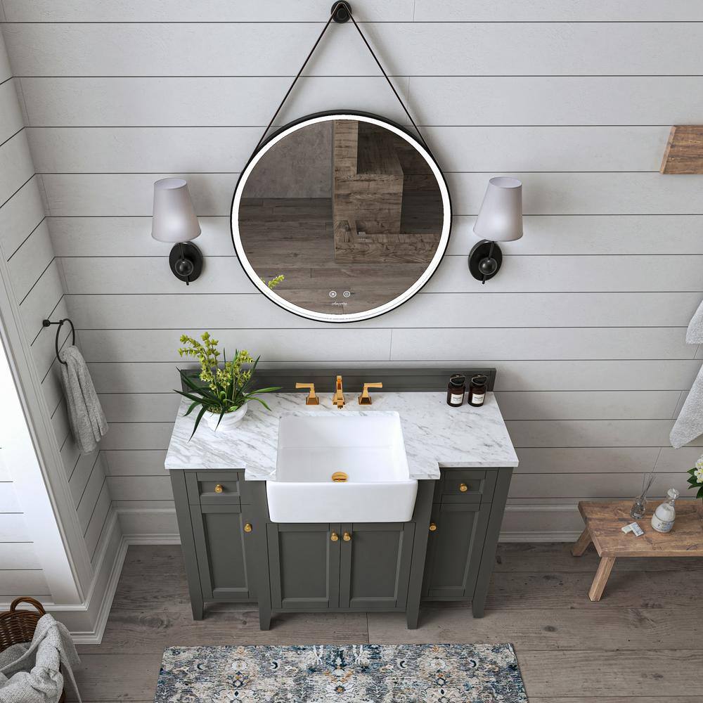 Adeline 48'' Gray Vanity with Marble Top and Gold Hardware