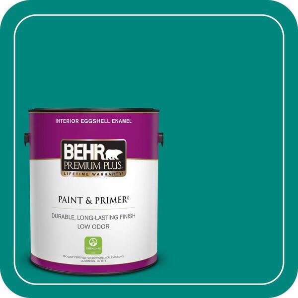 BEHR PREMIUM PLUS 1 gal. #P450-7 Mystic Turquoise Eggshell Enamel Low Odor Interior Paint & Primer
