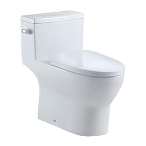 Veronoa 1-Piece 1.28 GPF Single Flush Elongated Toilet in White, Seat Included
