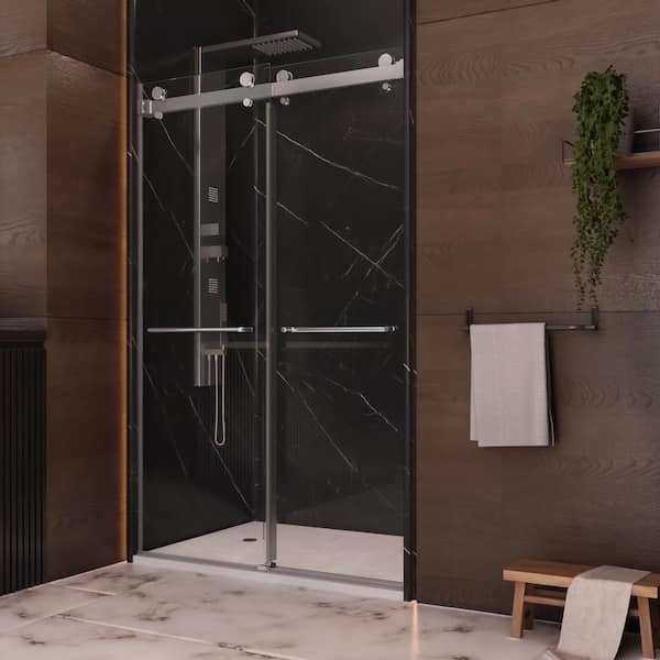 Holcam Luna 44 - 48 in. W x 76 in. H Frameless Bypass Sliding Shower Door in Chrome