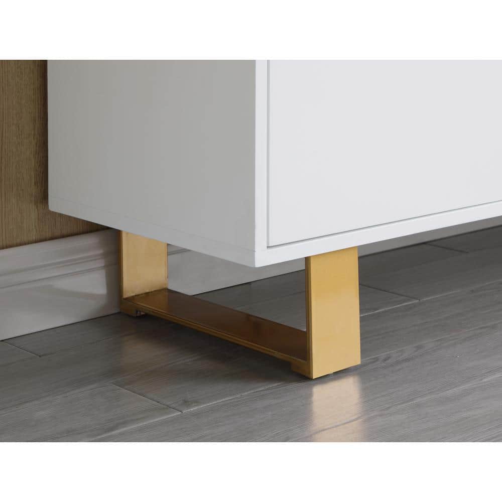 Tyrion Modern White Lacquer Sideboard with Gold Stainless Accents