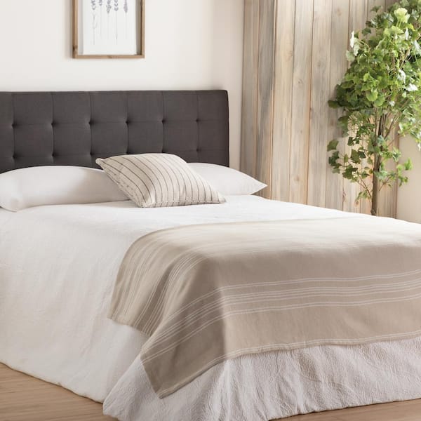 Brookside Emmie Adjustable Charcoal King Cal King Upholstered Headboard With Square Tufting Bskkrsch21hb The Home Depot