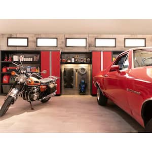 Pro Series 156 in. W x 84.75 in. H x 24 in. D 18-Gauge Steel Garage Cabinet Set in Red (9-Piece)
