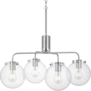 Berea 4-Light Brushed Nickel Chandelier with Clear Seeded Glass Shades