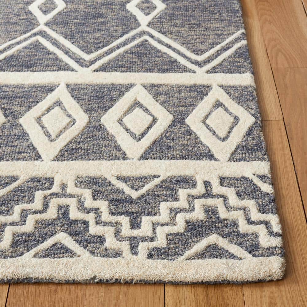 Ivory Elegance Abstract Wool 6' Square Tufted Rug