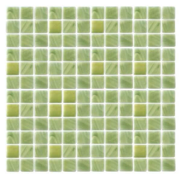 Epoch Architectural Surfaces Spongez S-Green-1406 Mosaic Recycled Glass 12 in. x 12 in. Mesh Mounted Floor & Wall Tile (5 Sq. Ft./Case)-DISCONTINUED