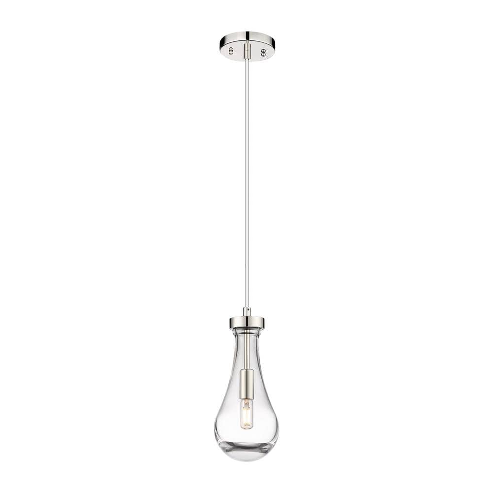 Owego 100-Watt 1 Light Polished Nickel Shaded Pendant Light with Clear glass Clear Glass Shade price history on PriceWatchPro