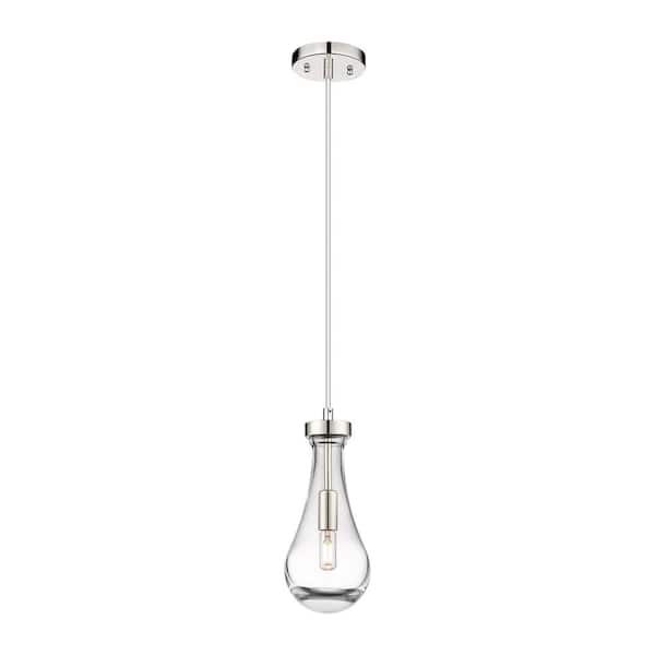 Innovations Owego 100-Watt 1 Light Polished Nickel Shaded Pendant Light with Clear glass Clear Glass Shade