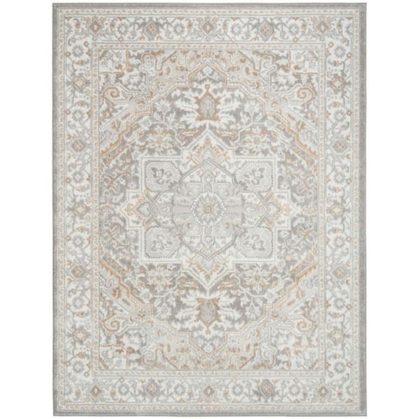 Dekor Light Grey 4 ft. x 6 ft. Center medallion Traditional Area Rug