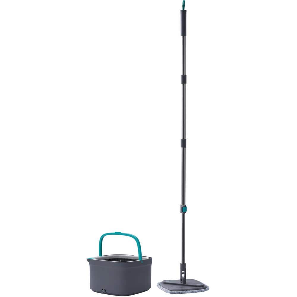 TrueClean Gray Microfiber Spin Mop and Bucket System