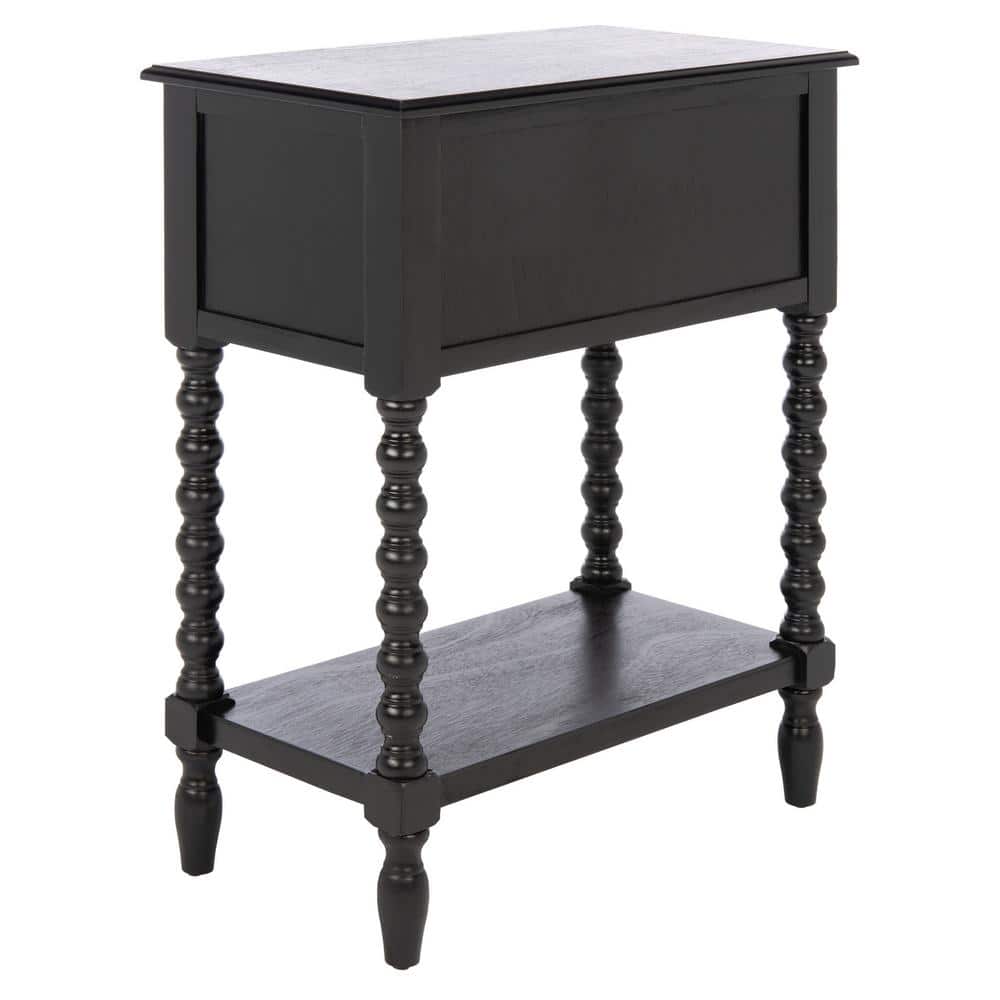 Athena Black Wood 3-Drawer Console Table with Storage