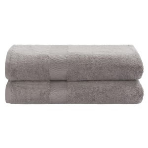 Cotton Plush Gray 2-Pieces Bath Towel Set