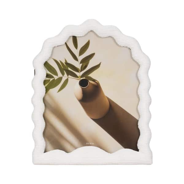 8 in. x 10 in. White Resin Textured Wavy Arch Photo Frame