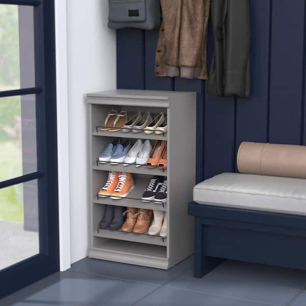 21.39 in. W Smoky Taupe Modular Storage Stackable Wood Shoe Shelf Unit
