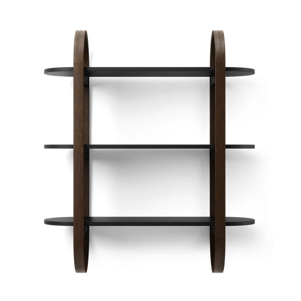 Bellwood Black Walnut 3-Tier Floating Wall Shelf